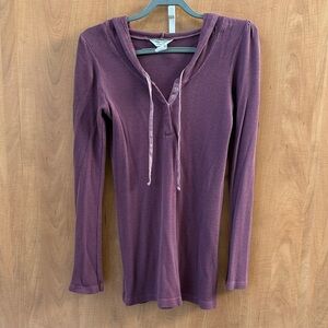 Hard Tail Bamboo Thermal Henley Hoodie Tunic